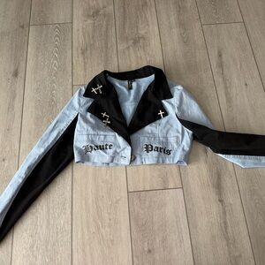 Black and White Cropped Jacket